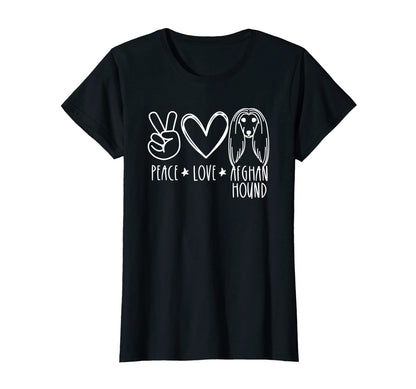 Peace Love And Afghan Hound Dogs T-Shirt - Trendy Graphic Men Women - T-Shirt, Sweatshirt, Hoodie