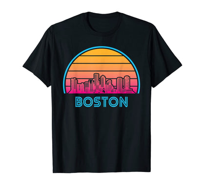 Boston Massachusetts Skyline City T-Shirt - Aesthetic Graphic Men Women - T-Shirt, Sweatshirt, Hoodie