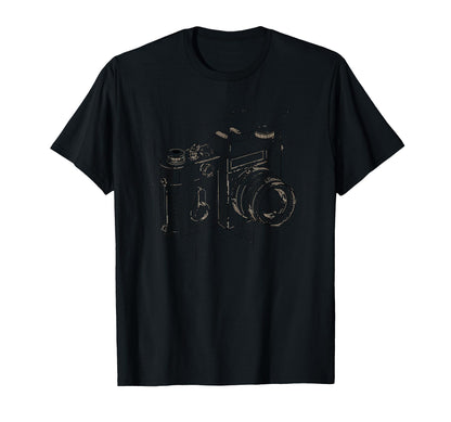 Exploded Camera Diagram Schematic Art T-Shirt - Aesthetic Graphic Men Women - T-Shirt, Sweatshirt, Hoodie