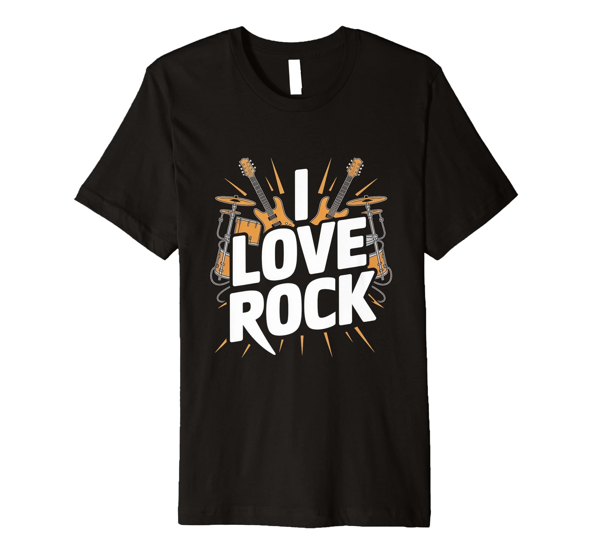 I Love Rock Guitar Drums T-Shirt - Novelty Apparel Unisex - T-Shirt, Sweatshirt, Hoodie