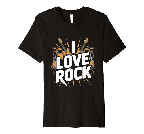 I Love Rock Guitar Drums T-Shirt - Novelty Apparel Unisex - T-Shirt, Sweatshirt, Hoodie