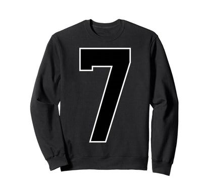 Black Sports Team Number 7 Fan Sweatshirt - Casual Everyday Wear for Adults - T-Shirt, Sweatshirt, Hoodie
