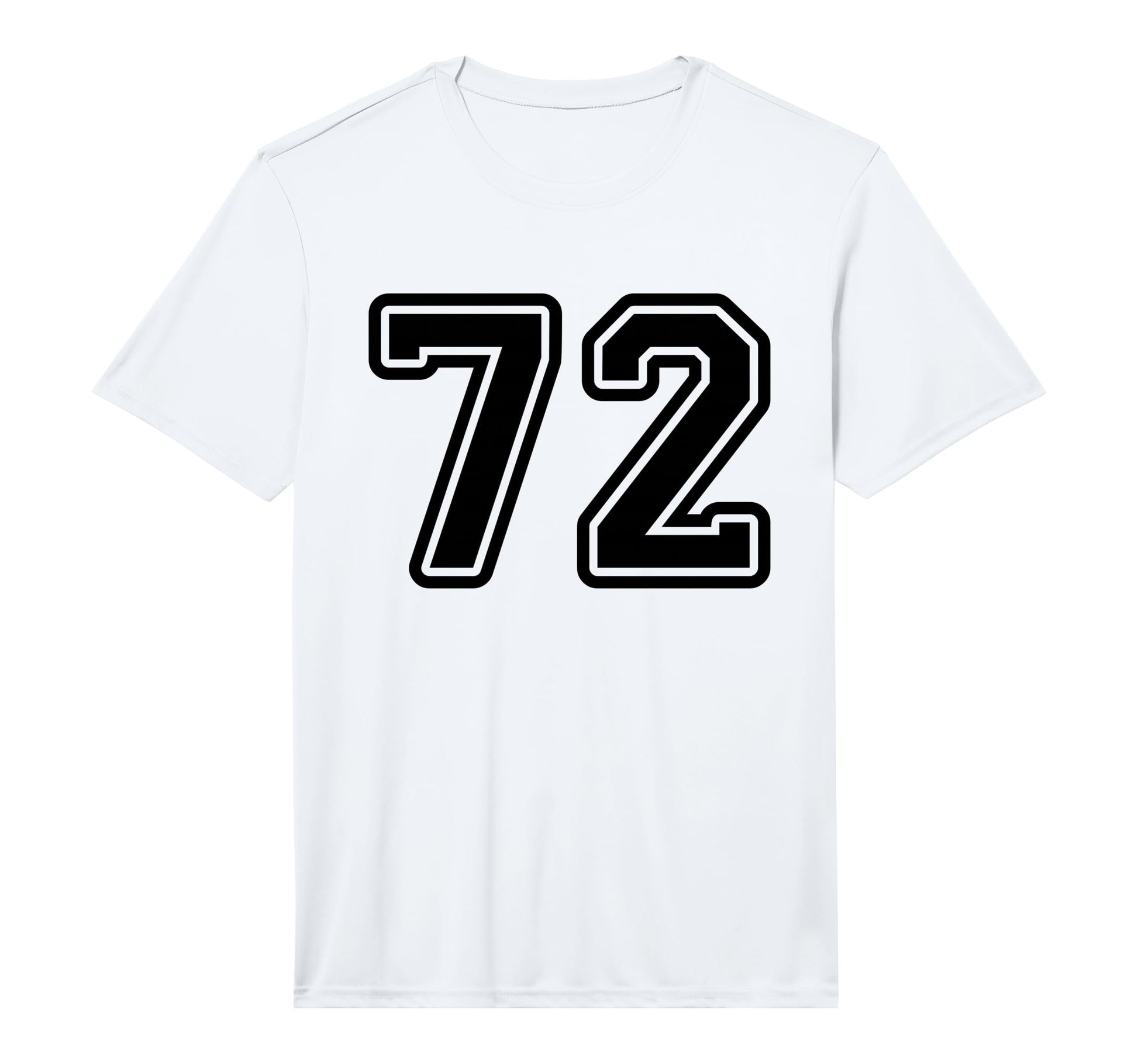 Black Sports Team Number 72 Performance T-Shirt - Graphic Print for Adults - T-Shirt, Sweatshirt, Hoodie