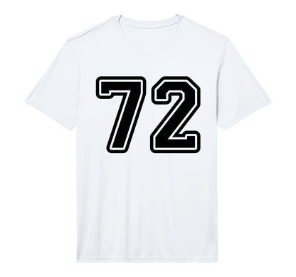 Black Sports Team Number 72 Performance T-Shirt - Graphic Print for Adults - T-Shirt, Sweatshirt, Hoodie