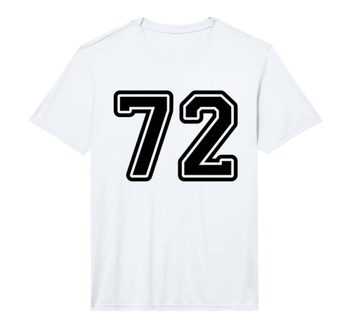Black Sports Team Number 72 Performance T-Shirt - Graphic Print for Adults - T-Shirt, Sweatshirt, Hoodie