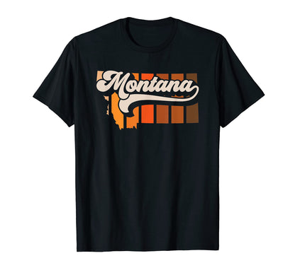 Montana 70S Stripe State Silhouette T-Shirt - Aesthetic Graphic for Adults - T-Shirt, Sweatshirt, Hoodie