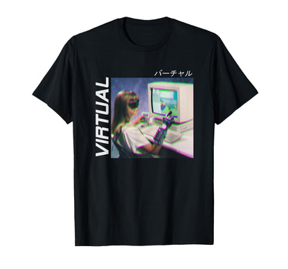 Vaporwave Aesthetic Wave Virtual T-Shirt - Casual Everyday Wear Men Women - T-Shirt, Sweatshirt, Hoodie
