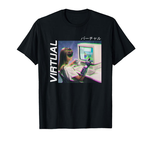 Vaporwave Aesthetic Wave Virtual T-Shirt - Casual Everyday Wear Men Women - T-Shirt, Sweatshirt, Hoodie