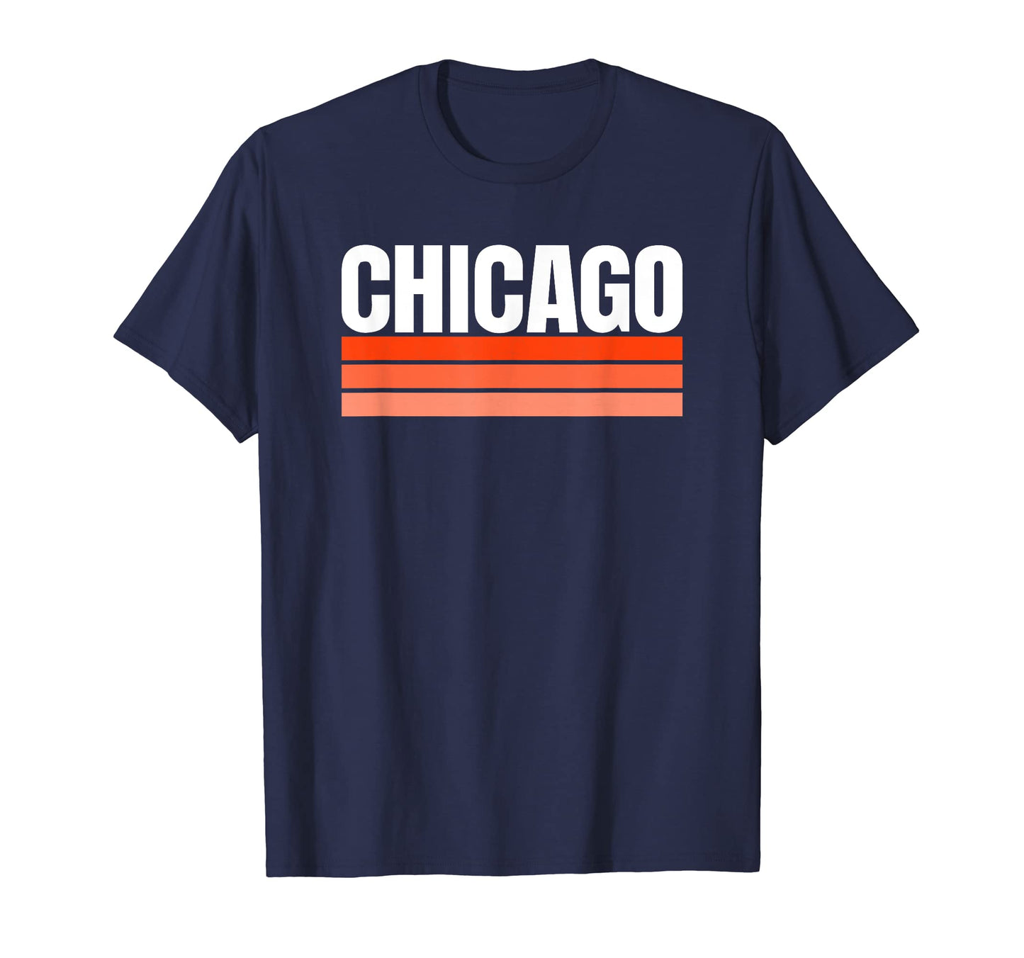 Chicago Orange Dark Navy Blue Striped T-Shirt - Fun Novelty Design Unisex - T-Shirt, Sweatshirt, Hoodie