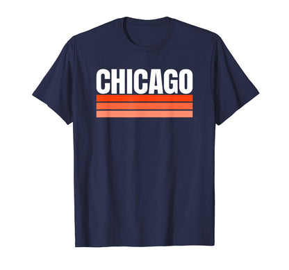 Chicago Orange Dark Navy Blue Striped T-Shirt - Fun Novelty Design Unisex - T-Shirt, Sweatshirt, Hoodie
