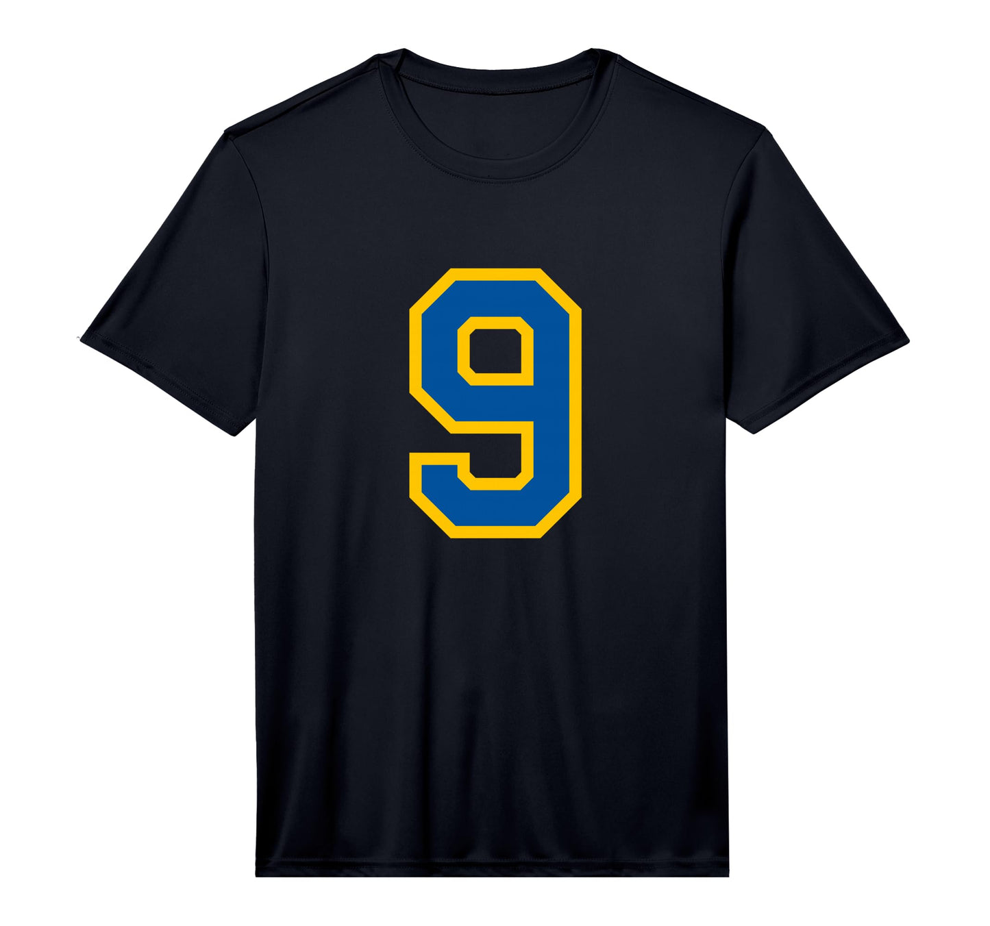 Number 9 Sports Team Blue Yellow Number T-Shirt - Aesthetic Graphic Unisex - T-Shirt, Sweatshirt, Hoodie