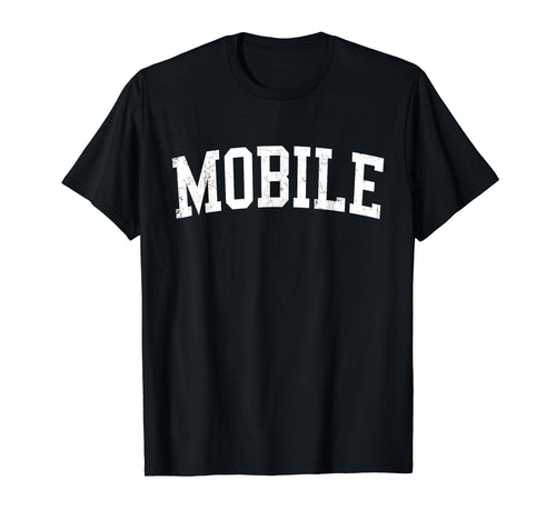 Mobile Al Distressed White Varsity T-Shirt - Fun Novelty Design Men Women - T-Shirt, Sweatshirt, Hoodie