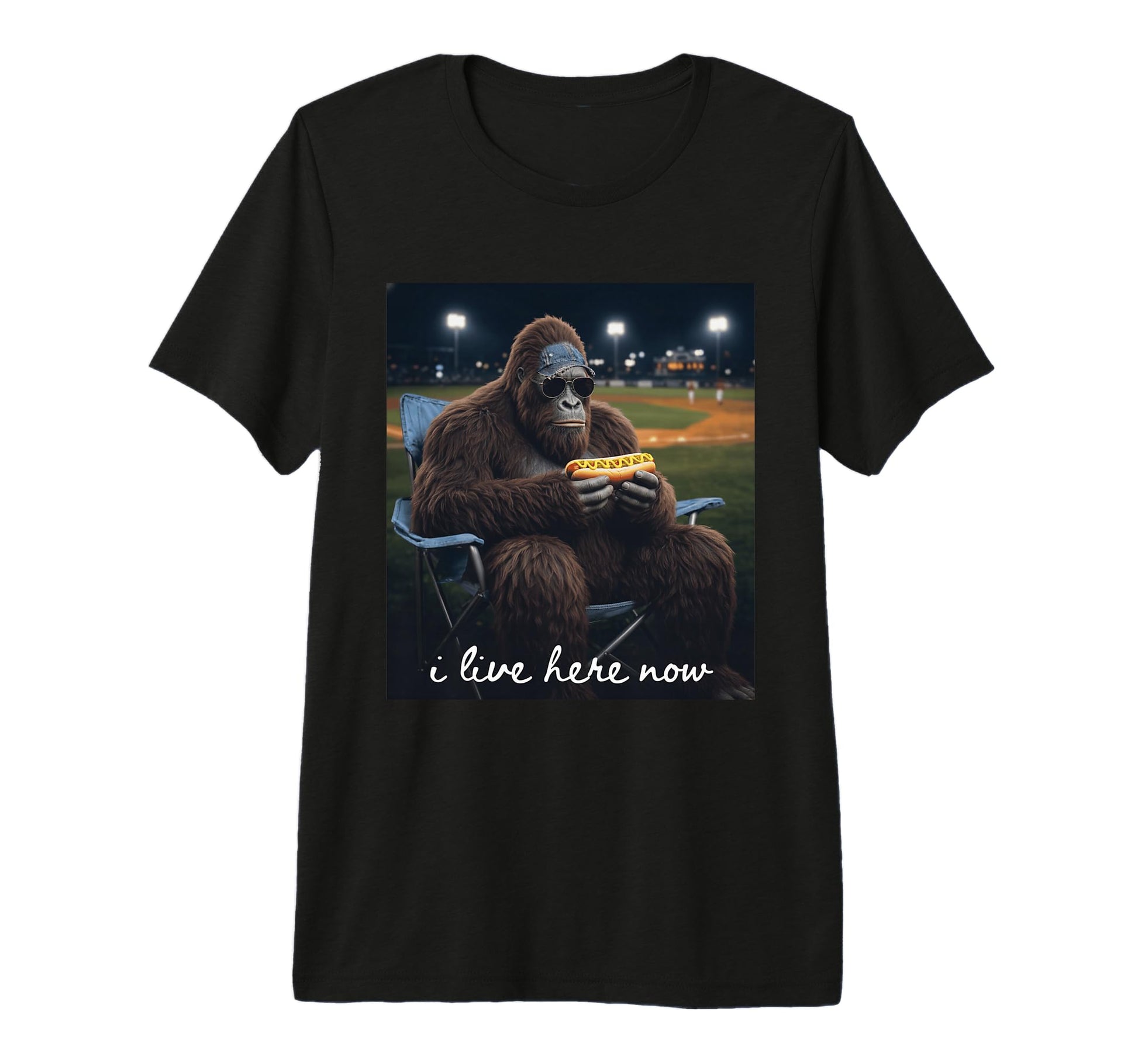 Funny Bigfoot Baseball Mom I Live Here T-Shirt - Unique Graphic Men Women - T-Shirt, Sweatshirt, Hoodie