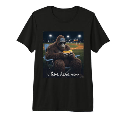 Funny Bigfoot Baseball Mom I Live Here T-Shirt - Unique Graphic Men Women - T-Shirt, Sweatshirt, Hoodie