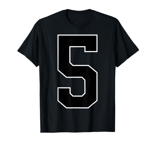 Black Sports Team Number 5 Fan T-Shirt - Unique Graphic Men Women - T-Shirt, Sweatshirt, Hoodie
