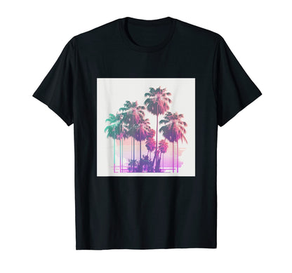 Vaperwave Aesthetic Glitch Palm Tree T-Shirt - Minimalist Print for Adults - T-Shirt, Sweatshirt, Hoodie
