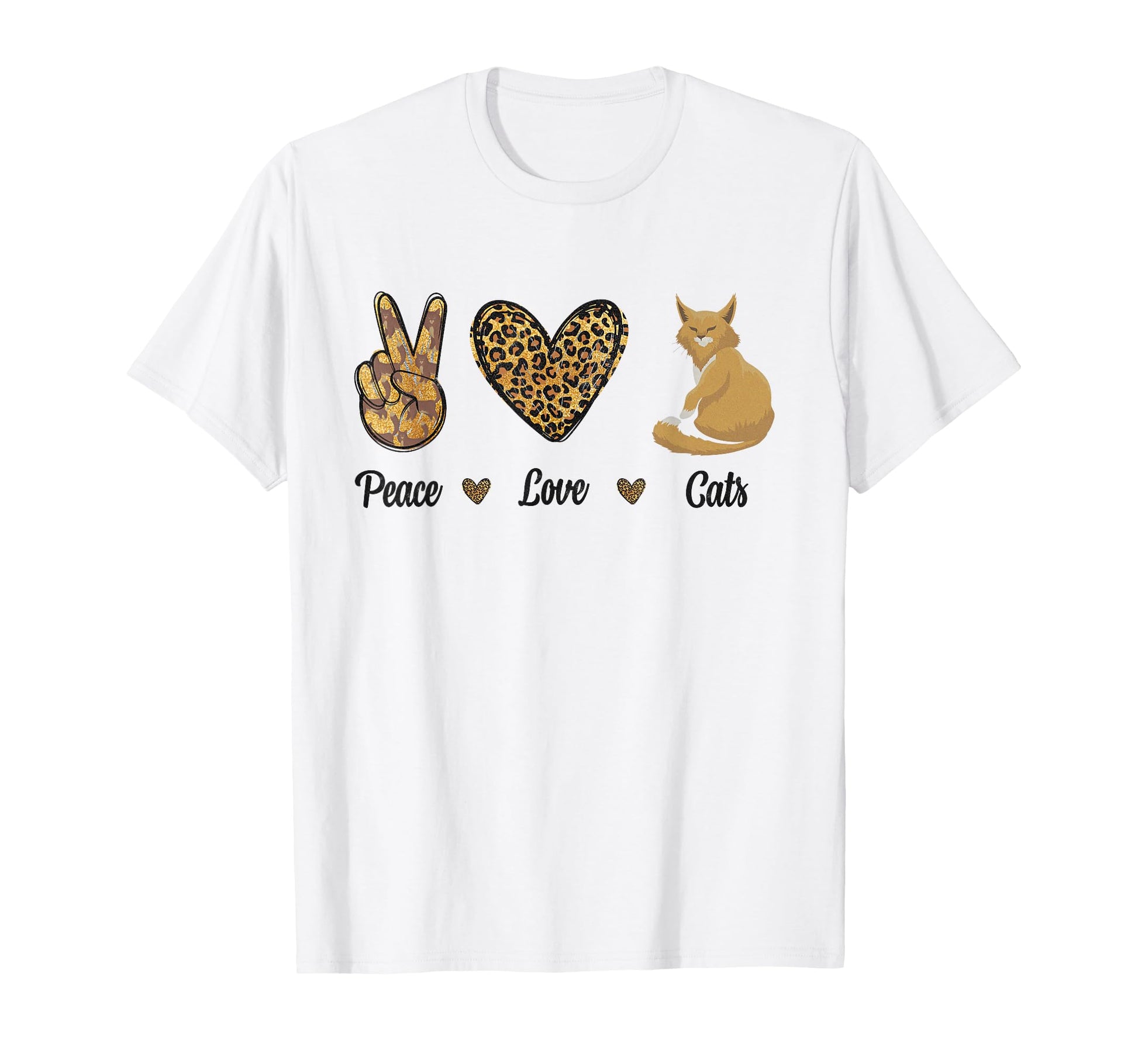 Peace Love Cats Leopard Cats Kitten T-Shirt - Aesthetic Graphic for Adults - T-Shirt, Sweatshirt, Hoodie