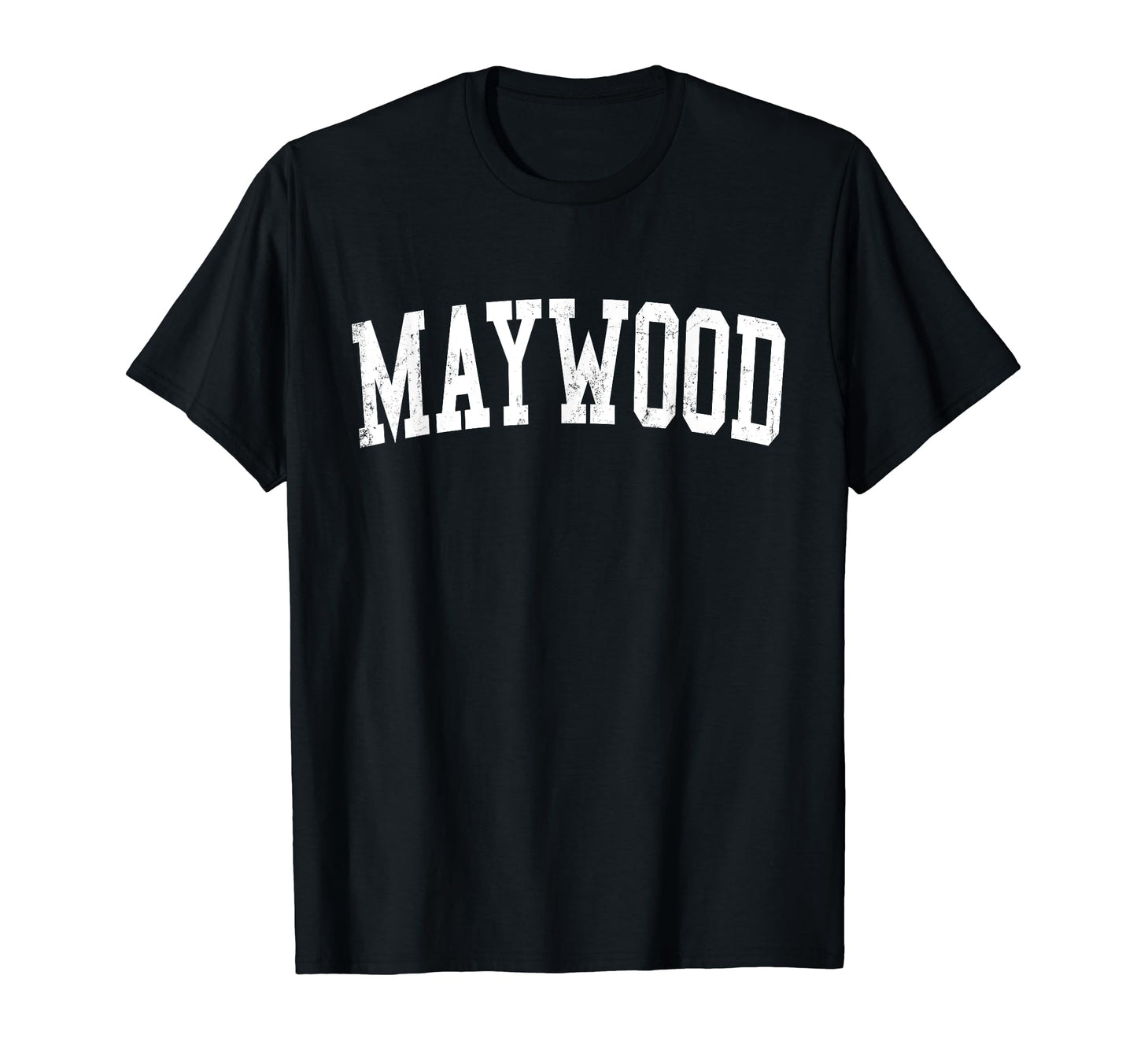 Maywood Ca Distressed White Varsity T-Shirt - Custom Art Print for Adults - T-Shirt, Sweatshirt, Hoodie