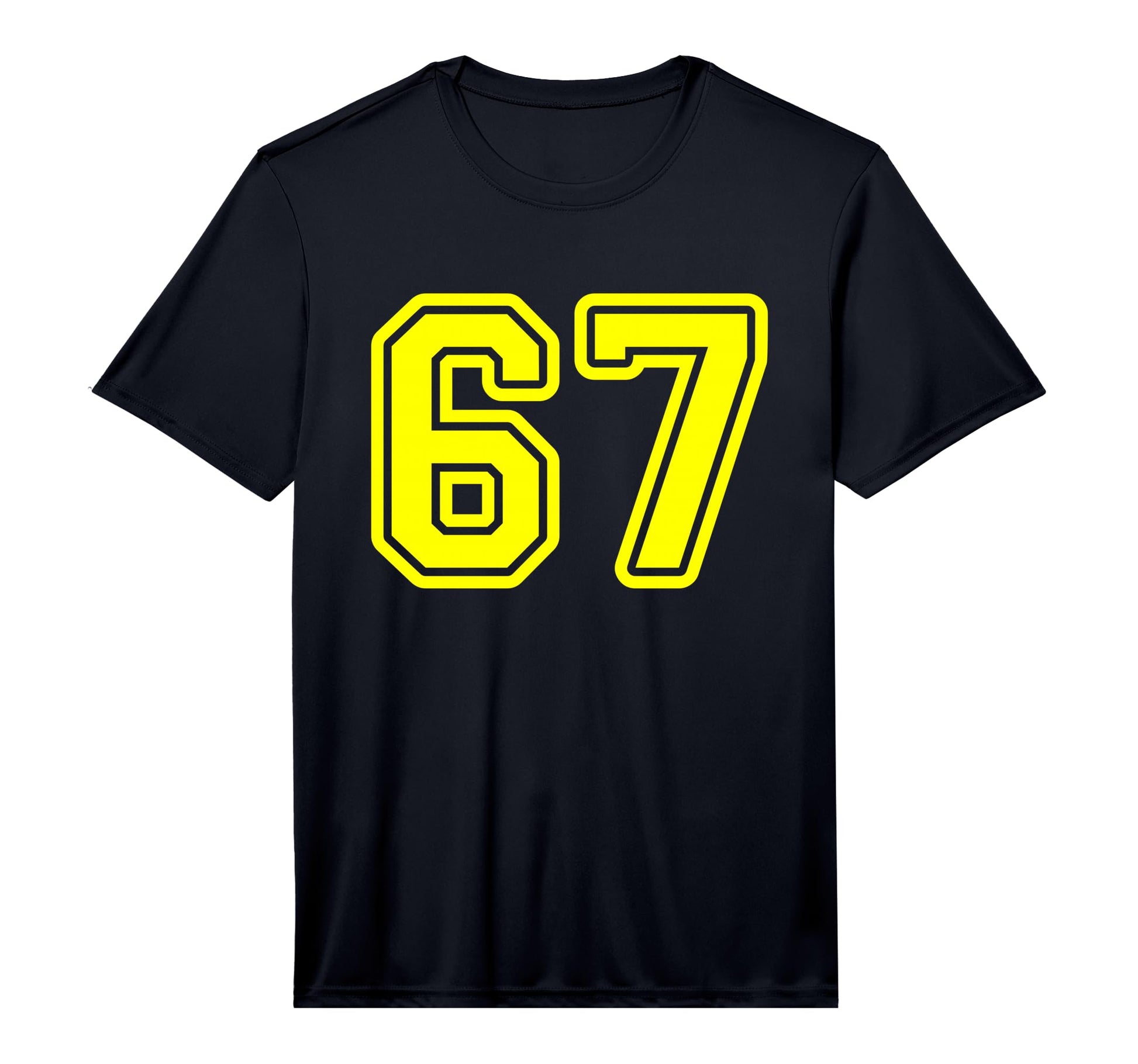 Yellow Sports Team Number 67 Performance T-Shirt - Unique Graphic Unisex - T-Shirt, Sweatshirt, Hoodie