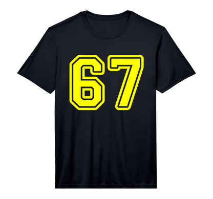 Yellow Sports Team Number 67 Performance T-Shirt - Unique Graphic Unisex - T-Shirt, Sweatshirt, Hoodie