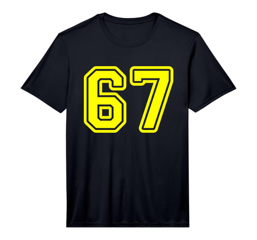 Yellow Sports Team Number 67 Performance T-Shirt - Unique Graphic Unisex - T-Shirt, Sweatshirt, Hoodie
