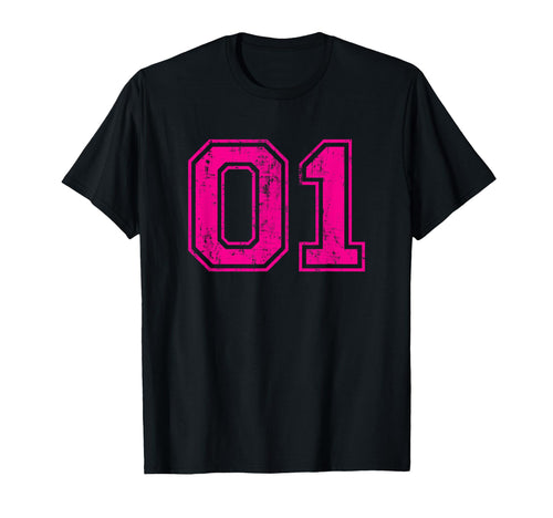 Number 01 Varsity Distressed Sport Team T-Shirt - Graphic Print for Adults - T-Shirt, Sweatshirt, Hoodie