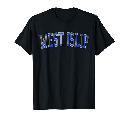 West Islip Ny Distressed Blue Varsity T-Shirt - Custom Art Print for Adults - T-Shirt, Sweatshirt, Hoodie