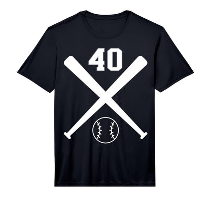 Baseball Softball Number 40 Performance T-Shirt - Graphic Print for Adults - T-Shirt, Sweatshirt, Hoodie