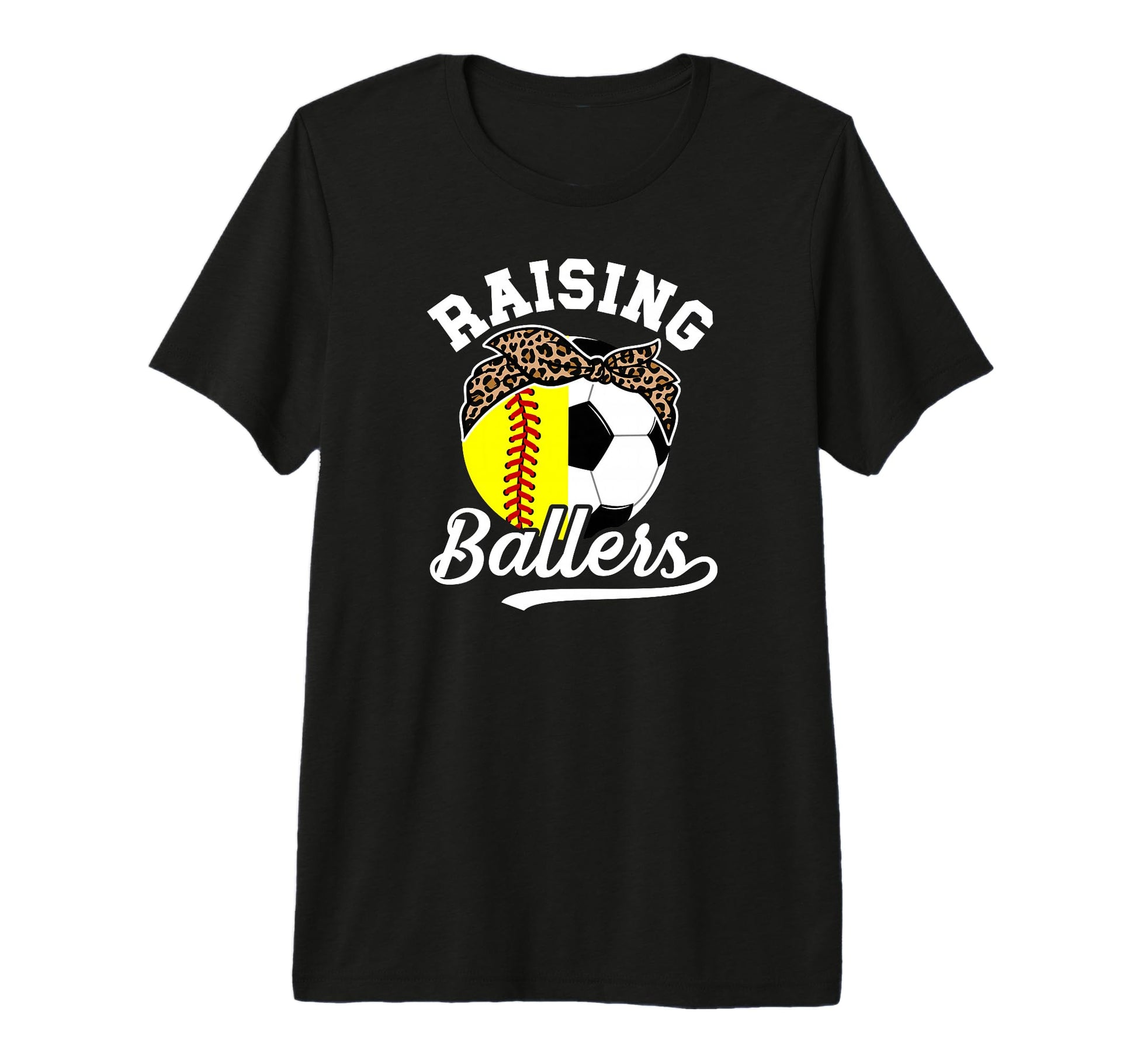 Raising Ballers Soccer Softball Mom T-Shirt - Novelty Apparel for Adults - T-Shirt, Sweatshirt, Hoodie
