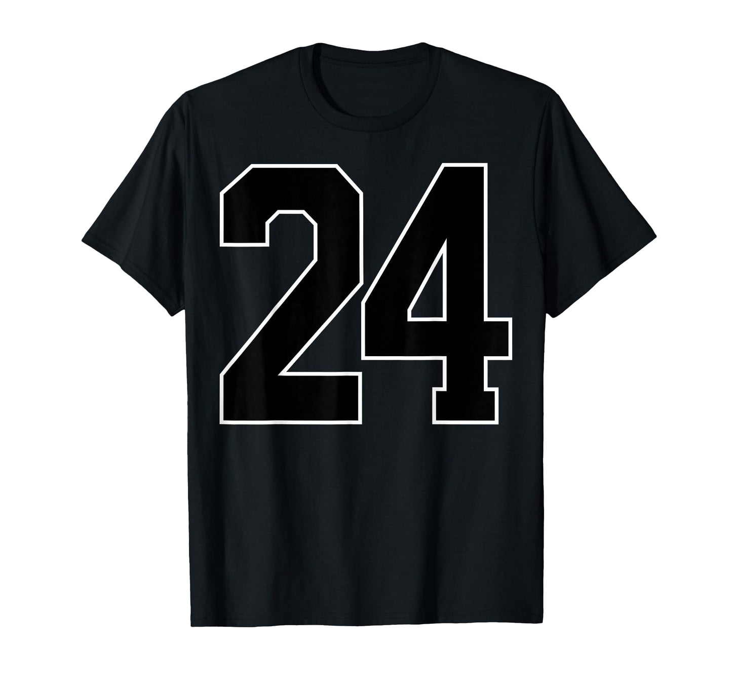 Black Sports Team Number 24 Fan T-Shirt - Fun Novelty Design Men Women - T-Shirt, Sweatshirt, Hoodie