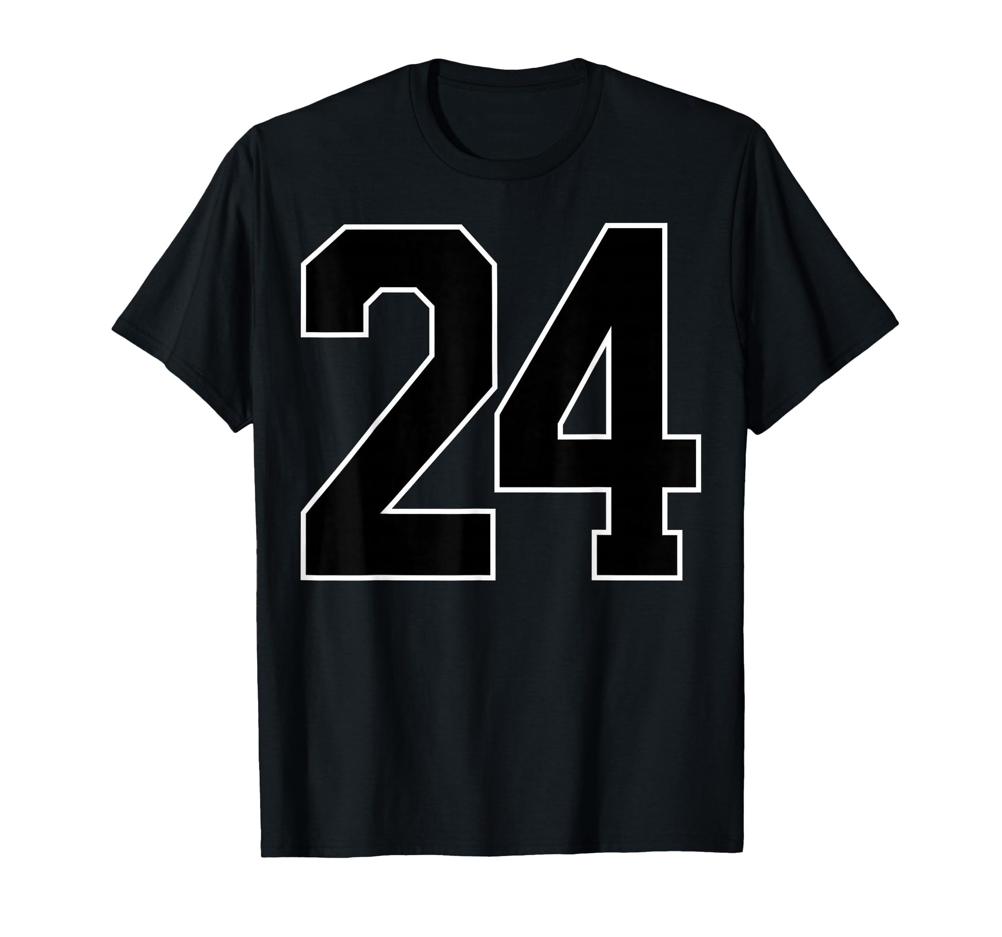 Black Sports Team Number 24 Fan T-Shirt - Fun Novelty Design Men Women - T-Shirt, Sweatshirt, Hoodie