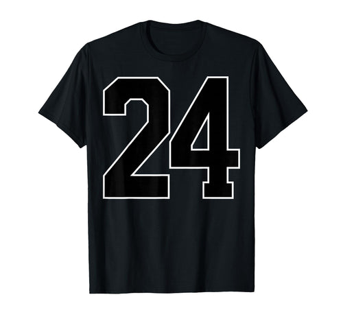 Black Sports Team Number 24 Fan T-Shirt - Fun Novelty Design Men Women - T-Shirt, Sweatshirt, Hoodie