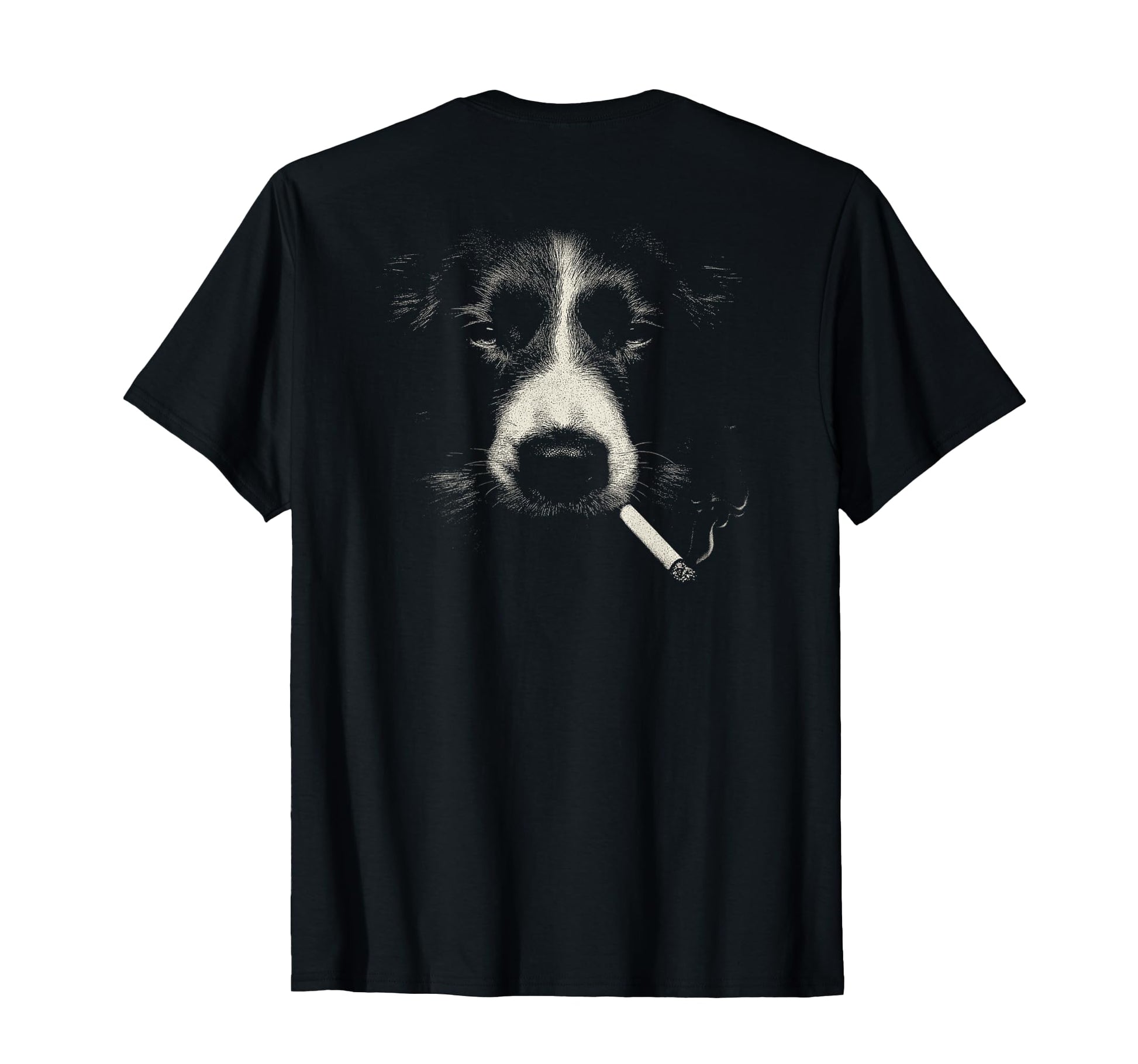 Border Collie Smoking Cigarette Grunge T-Shirt - Graphic Print for Adults - T-Shirt, Sweatshirt, Hoodie