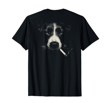 Border Collie Smoking Cigarette Grunge T-Shirt - Graphic Print for Adults - T-Shirt, Sweatshirt, Hoodie