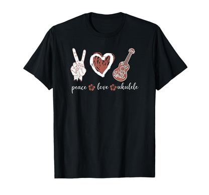 Hawaiian Uke Peace Love Ukulele T-Shirt - Minimalist Print Unisex - T-Shirt, Sweatshirt, Hoodie