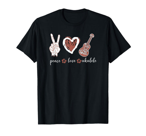 Hawaiian Uke Peace Love Ukulele T-Shirt - Minimalist Print Unisex - T-Shirt, Sweatshirt, Hoodie