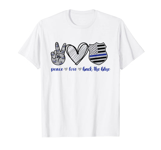 Peace Love Back Blue T-Shirt - Casual Everyday Wear Men Women - T-Shirt, Sweatshirt, Hoodie