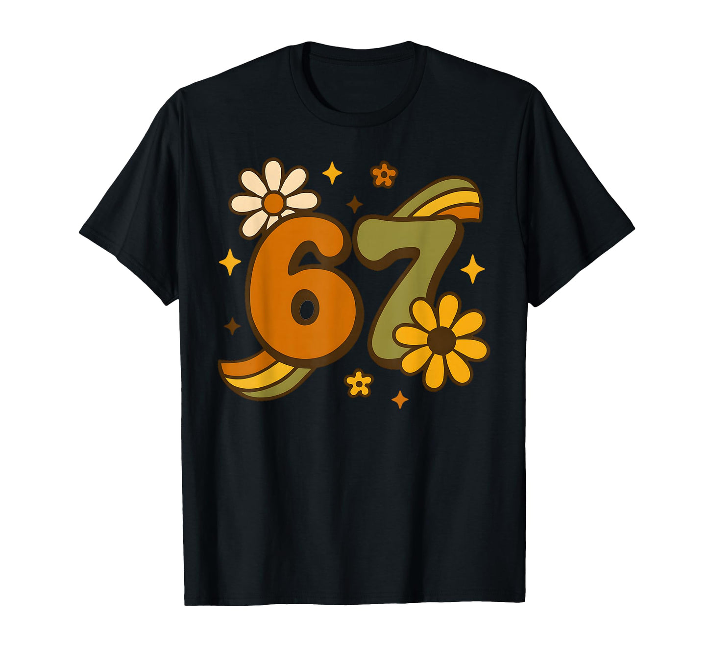 67 Meme Fall Autmn Groovy 70S Six Seven T-Shirt - Trendy Graphic Unisex - T-Shirt, Sweatshirt, Hoodie