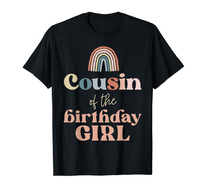 Cousin Birthday Boho Rainbow Party T-Shirt - Minimalist Print for Adults - T-Shirt, Sweatshirt, Hoodie