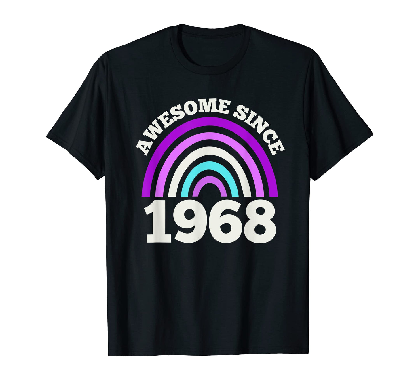 Awesome Since 1968 Purple Rainbow T-Shirt - Minimalist Print Men Women - T-Shirt, Sweatshirt, Hoodie
