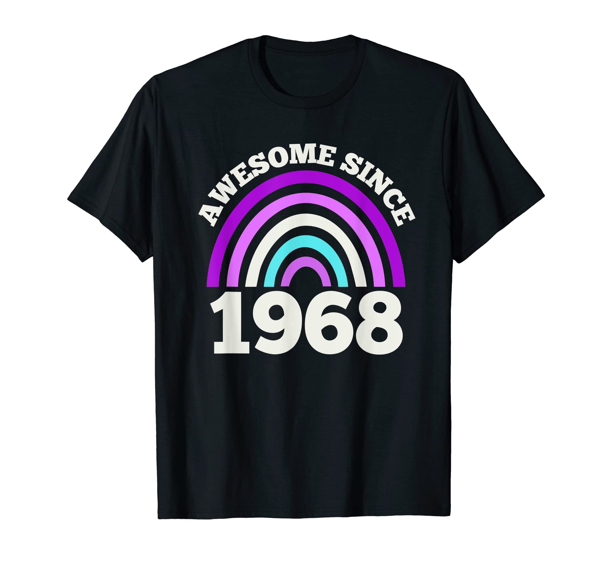 Awesome Since 1968 Purple Rainbow T-Shirt - Minimalist Print Men Women - T-Shirt, Sweatshirt, Hoodie
