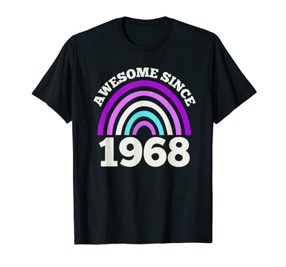 Awesome Since 1968 Purple Rainbow T-Shirt - Minimalist Print Men Women - T-Shirt, Sweatshirt, Hoodie