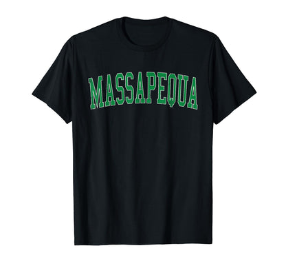 Massapequa Ny Distressed Green Varsity T-Shirt - Fun Novelty Design Unisex - T-Shirt, Sweatshirt, Hoodie
