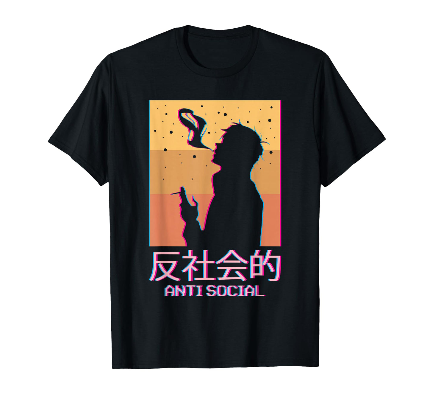 Anti Social Smoking Anime Japanese T-Shirt - Unique Graphic for Adults - T-Shirt, Sweatshirt, Hoodie