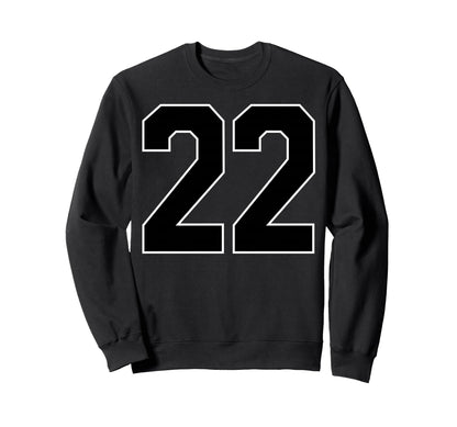Black Sports Team Number 22 Fan Sweatshirt - Custom Art Print for Adults - T-Shirt, Sweatshirt, Hoodie