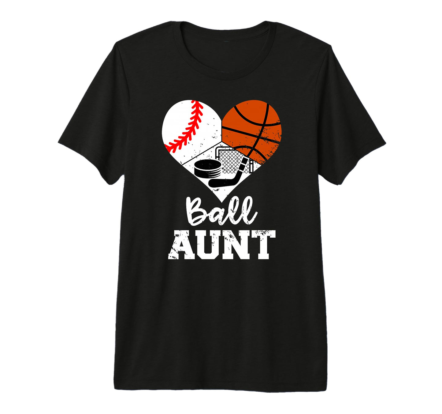 Ball Aunt Heart Baseball Basketball T-Shirt - Graphic Print for Adults - T-Shirt, Sweatshirt, Hoodie