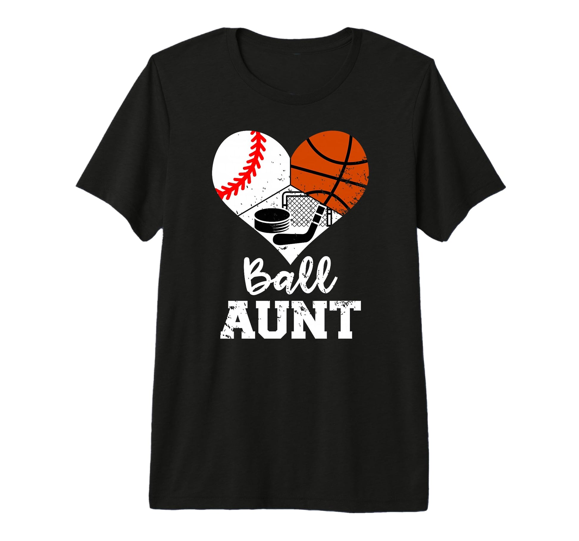 Ball Aunt Heart Baseball Basketball T-Shirt - Graphic Print for Adults - T-Shirt, Sweatshirt, Hoodie
