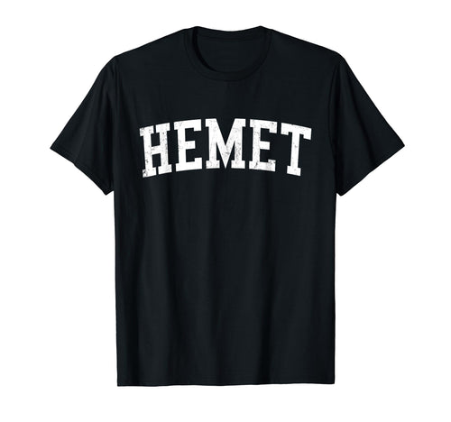 Hemet Ca Distressed White Varsity T-Shirt - Minimalist Print Unisex - T-Shirt, Sweatshirt, Hoodie