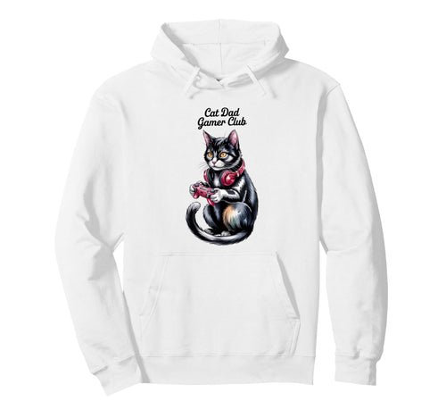 Cat Dad Gamer Club Fathers Day Hoodie - Unique Graphic for Adults - T-Shirt, Sweatshirt, Hoodie