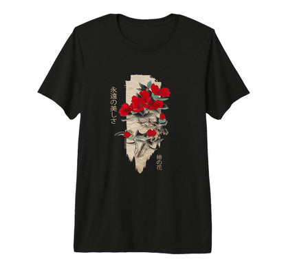 Japanese Tsubaki Flower Grunge T-Shirt - Aesthetic Graphic Men Women - T-Shirt, Sweatshirt, Hoodie